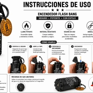 Encendedor Llavero Tipo Granada Recargable Táctico Metálico