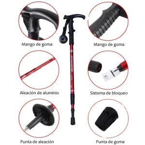 Bastón Trekking Telescópico Plegable Aleación Aluminio Ligero