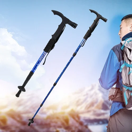 Bastón Trekking Telescópico Plegable Aleación Aluminio Ligero
