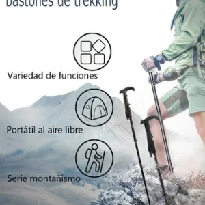 Bastón Trekking Telescópico Plegable Aleación Aluminio Ligero