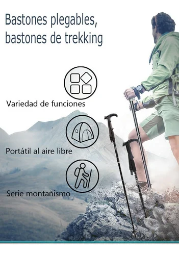 Bastón Trekking Telescópico Plegable Aleación Aluminio Ligero
