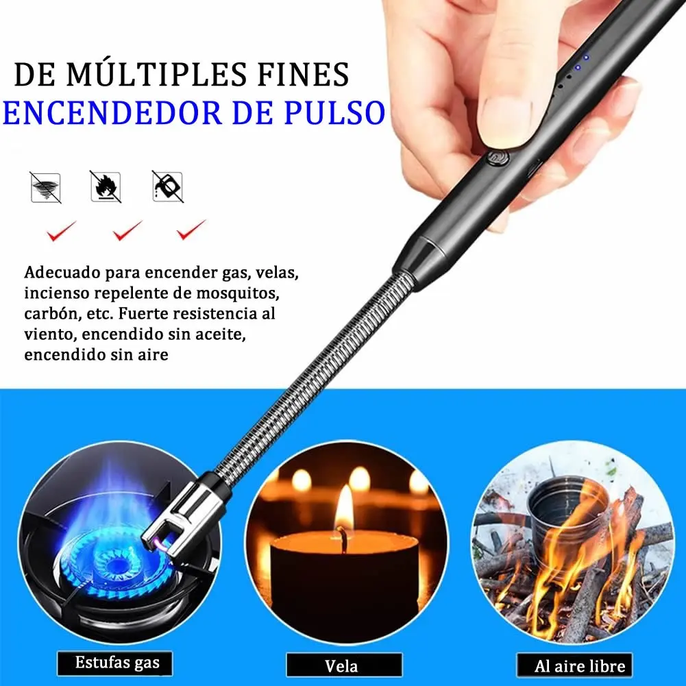 Encendedor Eléctrico USB Cuello Flexible Con Indicador LED