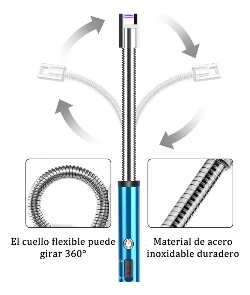 Encendedor Eléctrico USB Cuello Flexible Con Indicador LED