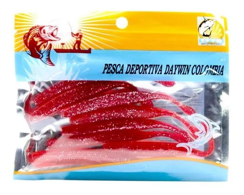 Señuelos De Pesca Blandos Tipo Gusano De Cola X 8 Und Camping