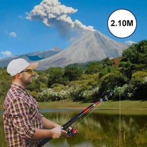 Caña De Pescar Telescópica Bara 2.1 Mts Carrete Nylon + Anzuelos