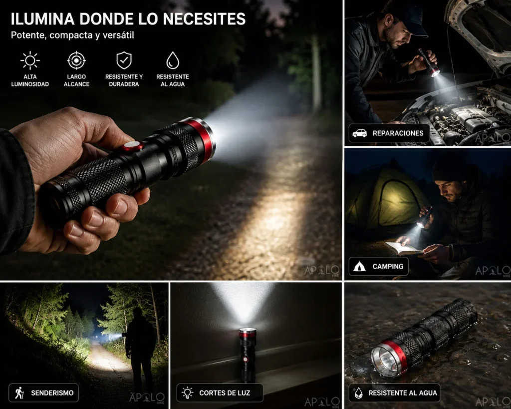 Linterna Táctica LED Recargable Zoom 1000 Lúmenes + Bateria
