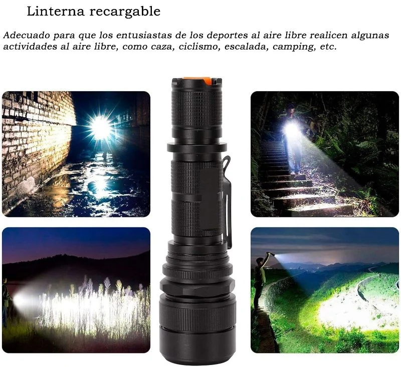 Linterna Recargable Alta Luz Led 5 Modos Zoom Profesional