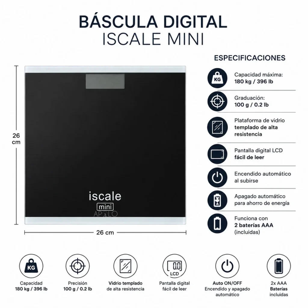 Báscula Digital Peso Corporal Balanza Hasta 180 Kg Pantalla LCD