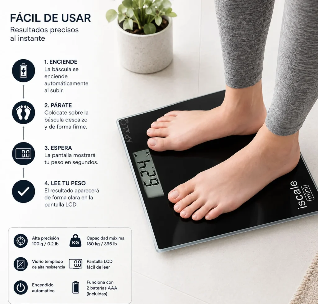 Báscula Digital Peso Corporal Balanza Hasta 180 Kg Pantalla LCD