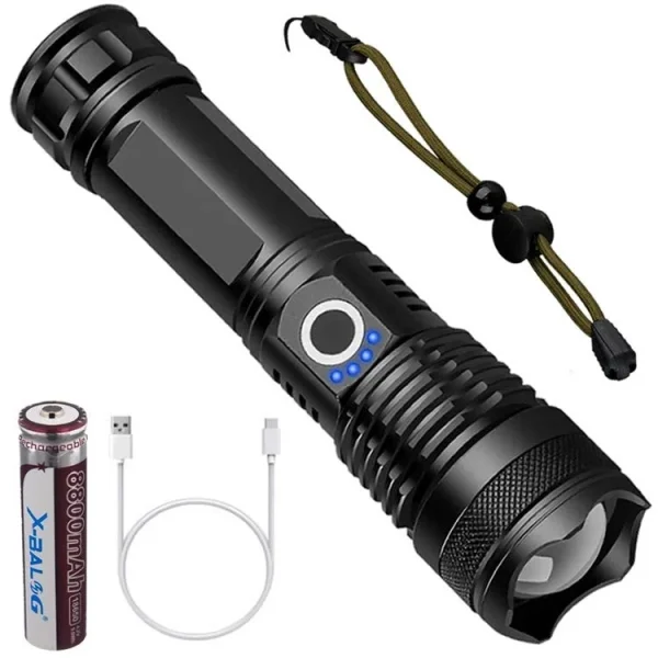Linterna Recargable Luz Led Alta Potencia 5 Modos Zoom + Bateria