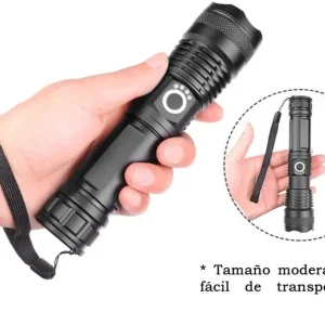 Linterna Recargable Luz Led Alta Potencia 5 Modos Zoom + Bateria