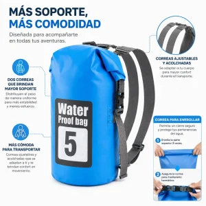 Bolsa Seca Impermeable 5L Mochila Bolso Doble Correa Tula