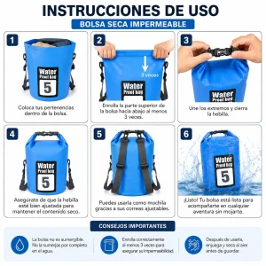 Bolsa Seca Impermeable 5L Mochila Bolso Doble Correa Tula
