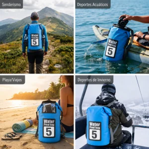 Bolsa Seca Impermeable 5L Mochila Bolso Doble Correa Tula