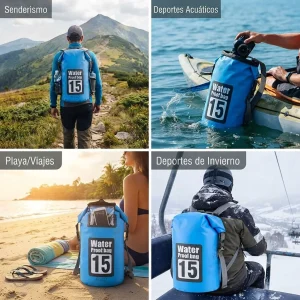 Bolsa Seca Impermeable 15L Mochila Bolso Doble Correa Tula
