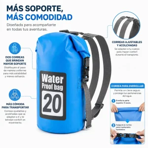 Bolsa Seca Impermeable 20L Mochila Bolso Doble Correa Tula