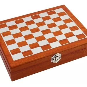 Set Licorera Wiskera 8 Oz Acero Inoxidable Con Ajedrez Y Copas