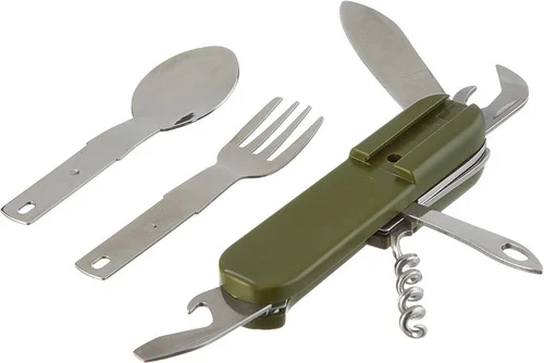 Navaja Multifuncional 7 En 1 Con Cuchara Y Tenedor Camping