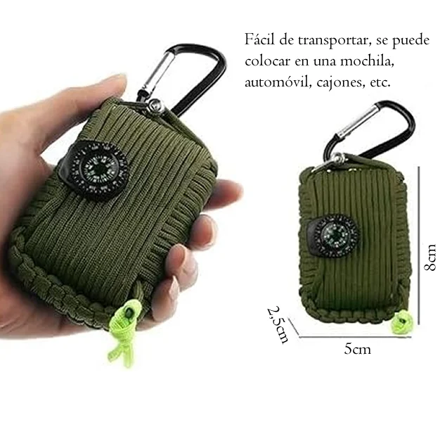 Kit Supervivencia Multiusos 12 Piezas Camping Paracord Pesca