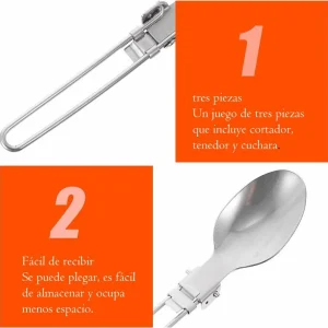 Cubiertos Portatiles Plegables X 3 Camping Acero Inoxidable