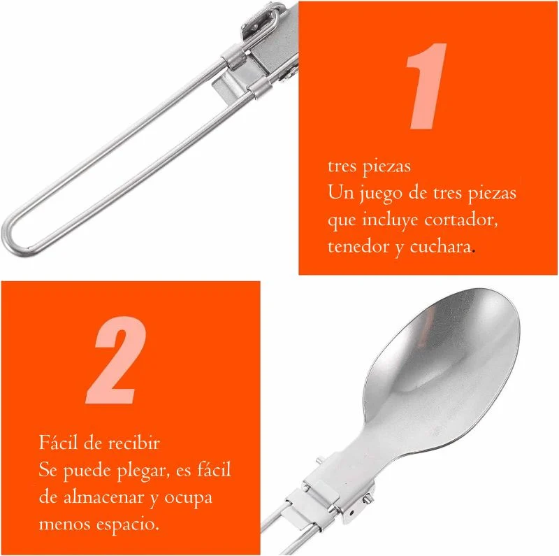 Cubiertos Portatiles Plegables X 3 Camping Acero Inoxidable