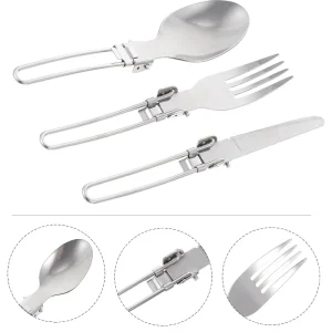 Cubiertos Portatiles Plegables X 3 Camping Acero Inoxidable
