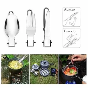 Cubiertos Portatiles Plegables X 3 Camping Acero Inoxidable