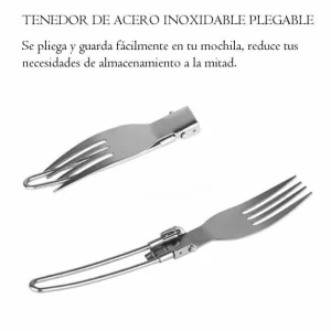 Cubiertos Portatiles Plegables X 3 Camping Acero Inoxidable