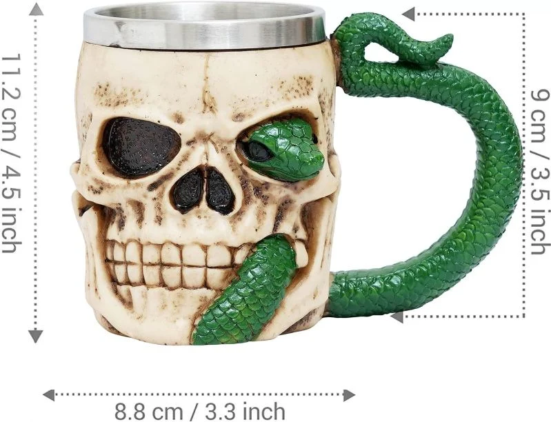 Vaso Taza Mug Decorativo Calavera Medieval Coleccionable