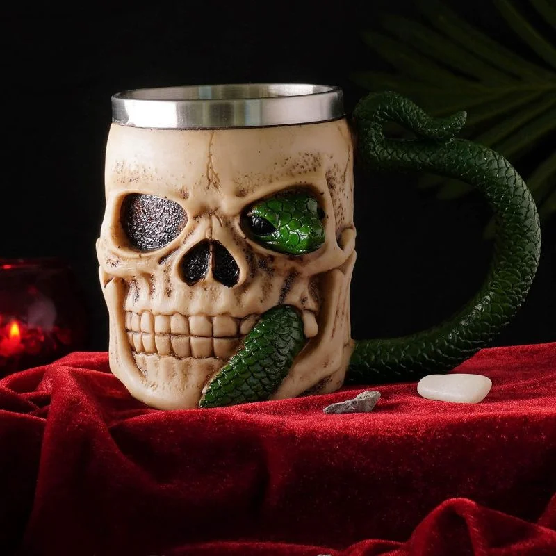 Vaso Taza Mug Decorativo Calavera Medieval Coleccionable