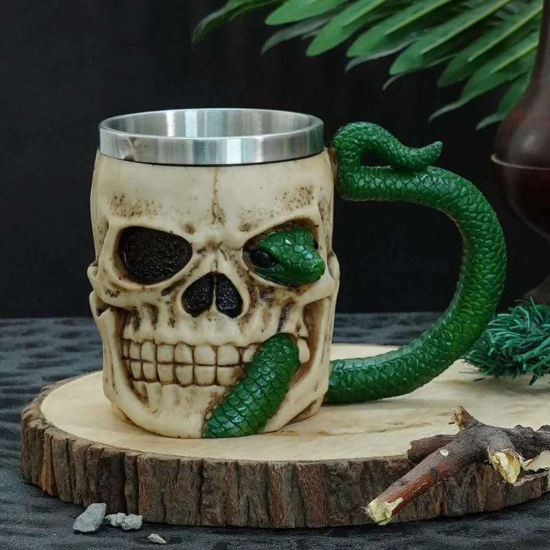 Vaso Taza Mug Decorativo Calavera Medieval Coleccionable