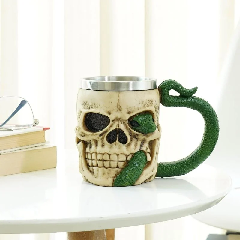 Vaso Taza Mug Decorativo Calavera Medieval Coleccionable