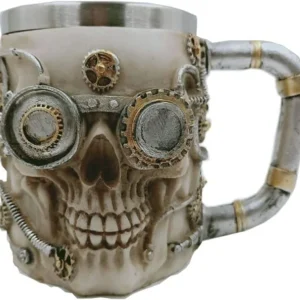 Vaso Taza Mug Decorativo Indio Calavera Acero Coleccionable