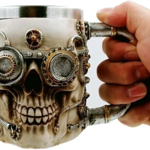 Vaso Taza Mug Decorativo Indio Calavera Acero Coleccionable