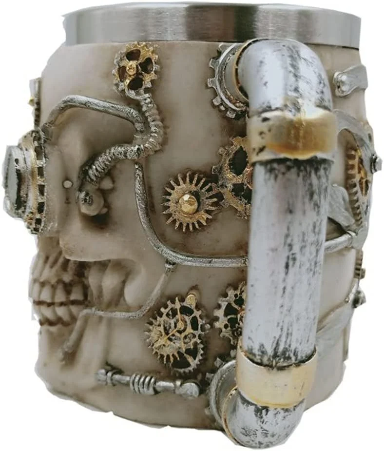 Vaso Taza Mug Decorativo Indio Calavera Acero Coleccionable