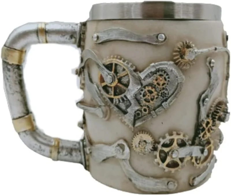 Vaso Taza Mug Decorativo Indio Calavera Acero Coleccionable