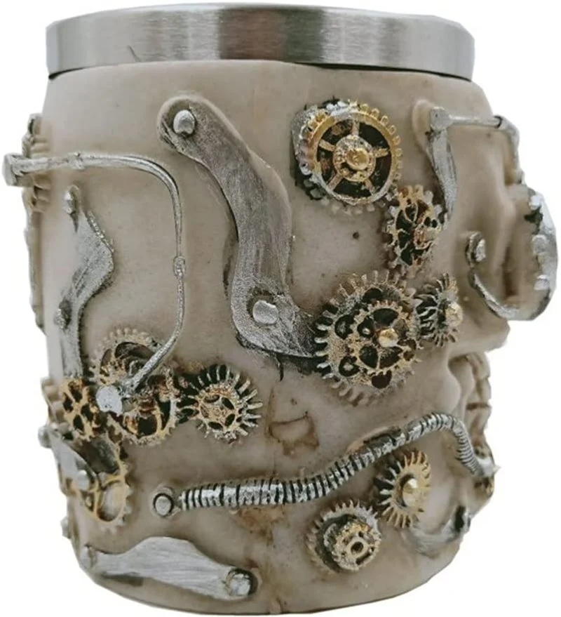 Vaso Taza Mug Decorativo Indio Calavera Acero Coleccionable