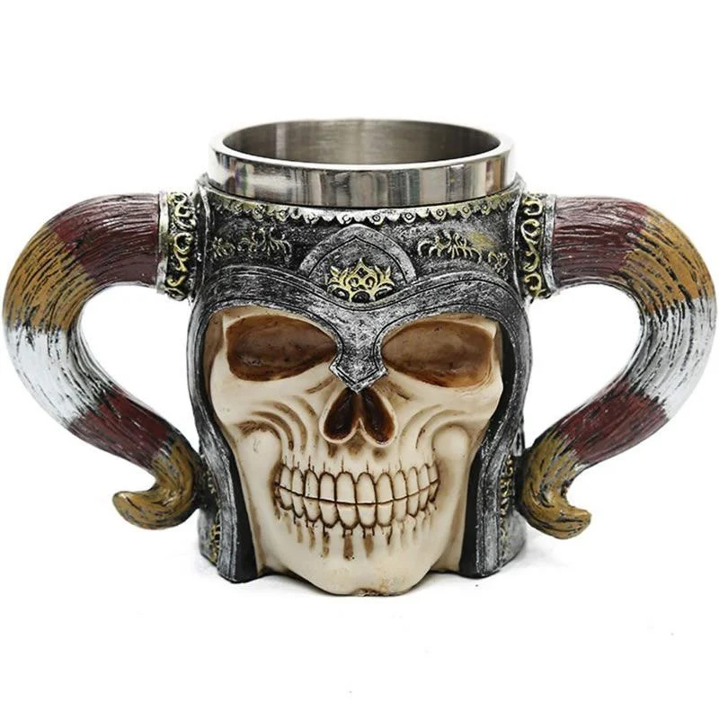 Vaso Taza Mug Caballero Guerrero Medieval Acero Coleccionable