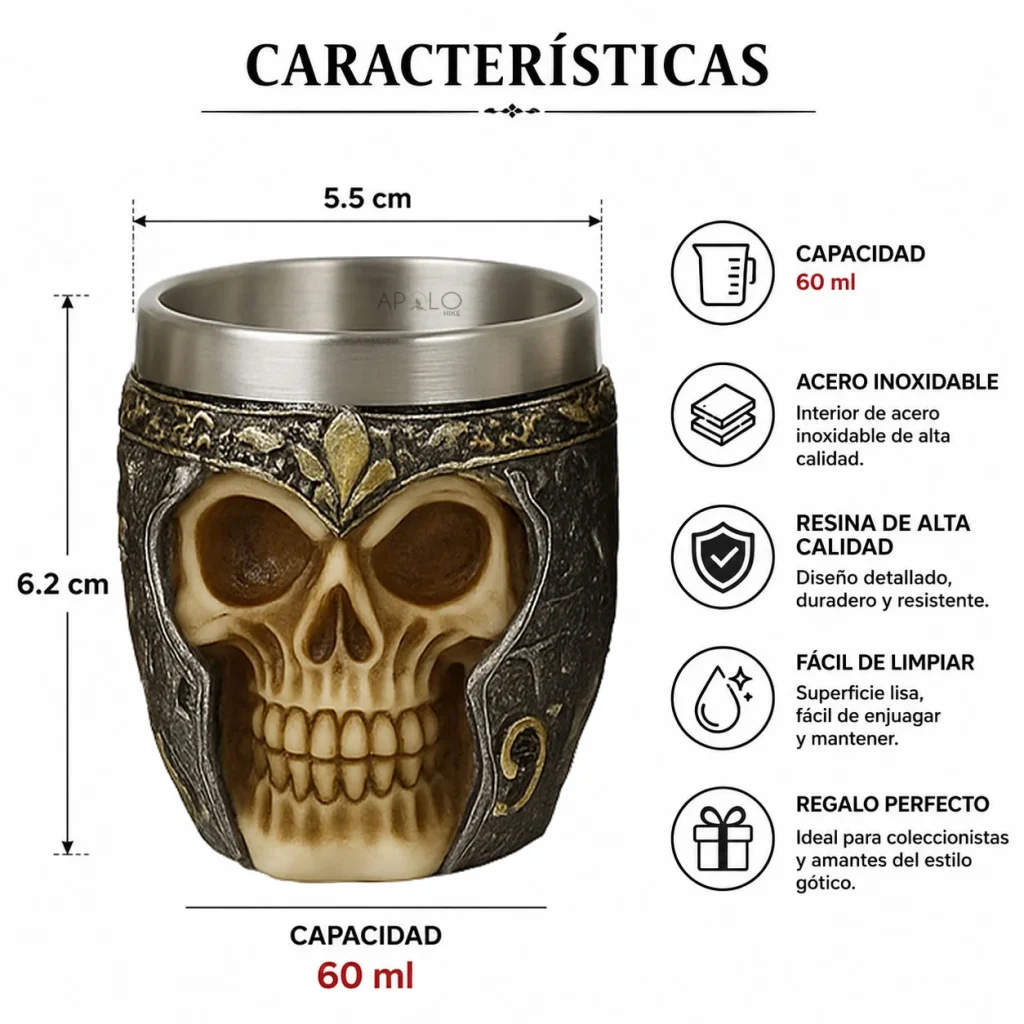 Copa Shots Decorativo Vaso Taza Mug Calavera Coleccionable