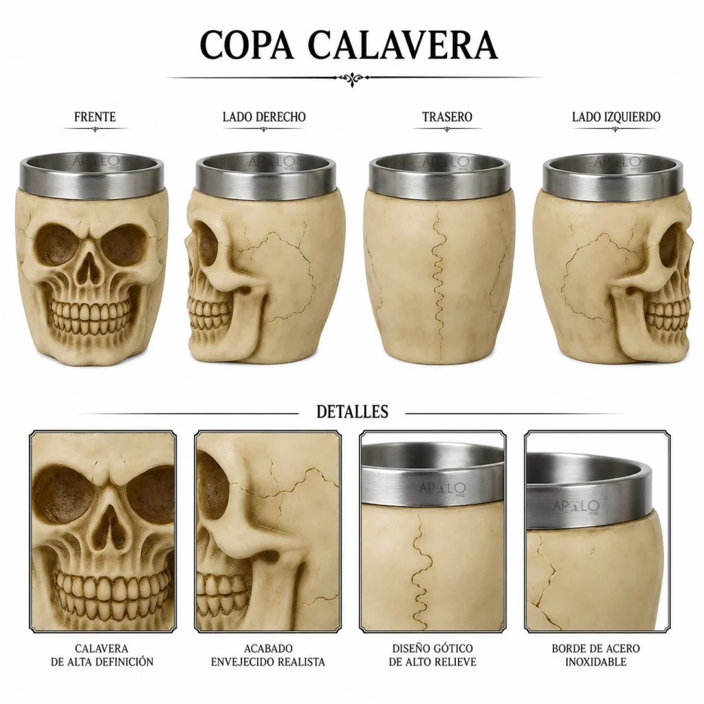Copa Shots Decorativo Vaso Taza Mug Calavera Coleccionable