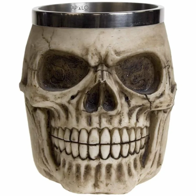 Vaso Taza Mug Calavera Craneo Realista Acero Coleccionable