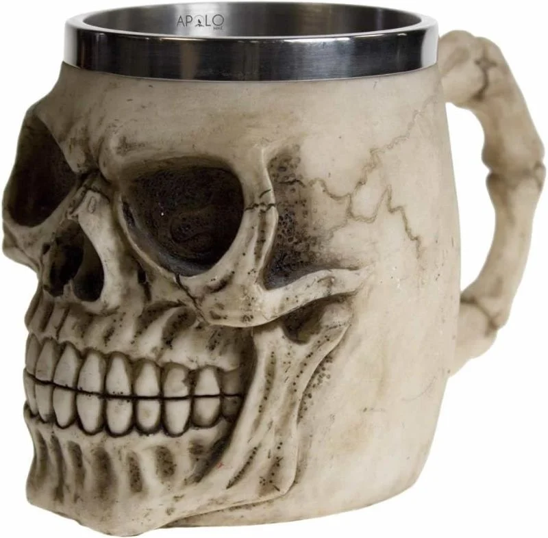 Vaso Taza Mug Calavera Craneo Realista Acero Coleccionable