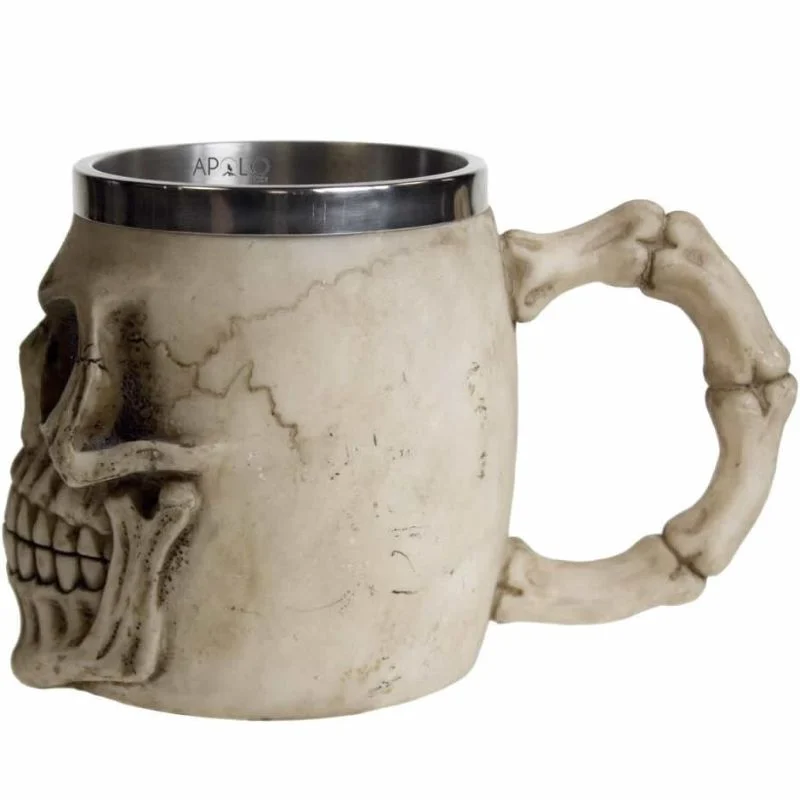 Vaso Taza Mug Calavera Craneo Realista Acero Coleccionable