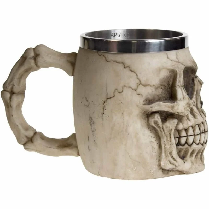 Vaso Taza Mug Calavera Craneo Realista Acero Coleccionable