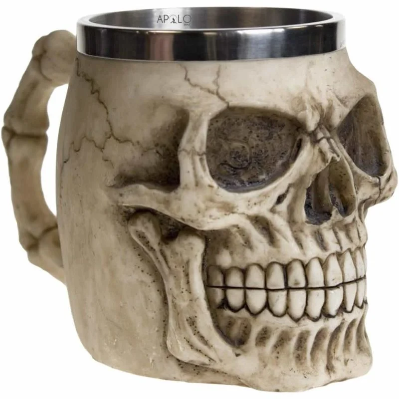 Vaso Taza Mug Calavera Craneo Realista Acero Coleccionable