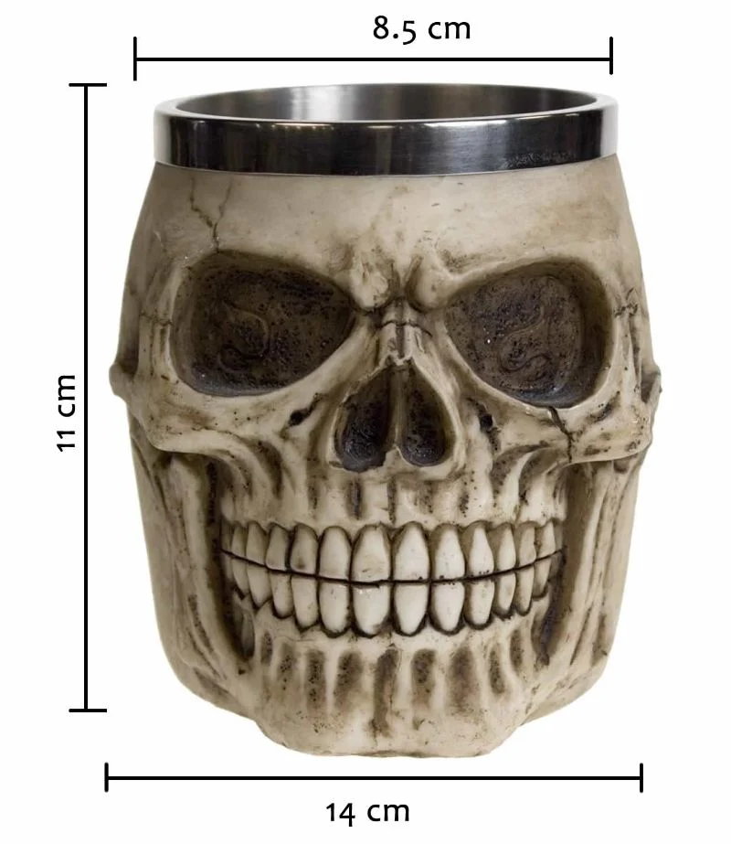 Vaso Taza Mug Calavera Craneo Realista Acero Coleccionable