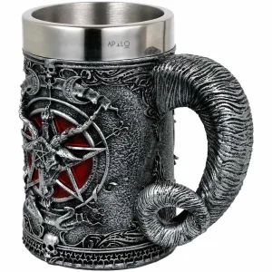 Vaso Taza Mug Gotico Baphomet Pentagrama Acero Coleccionable