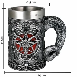 Vaso Taza Mug Gotico Baphomet Pentagrama Acero Coleccionable