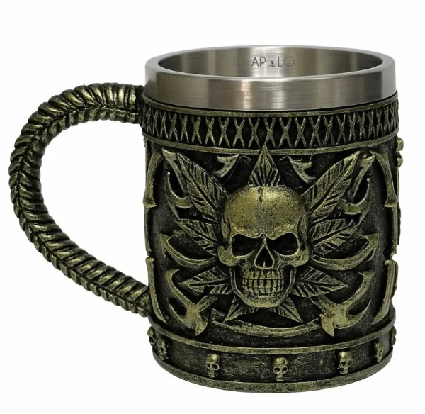 Vaso Taza Mug Calavera Metalica Estilo Pirata Coleccionable