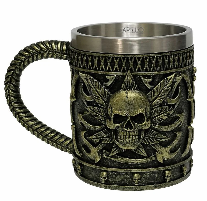 Vaso Taza Mug Calavera Metalica Estilo Pirata Coleccionable